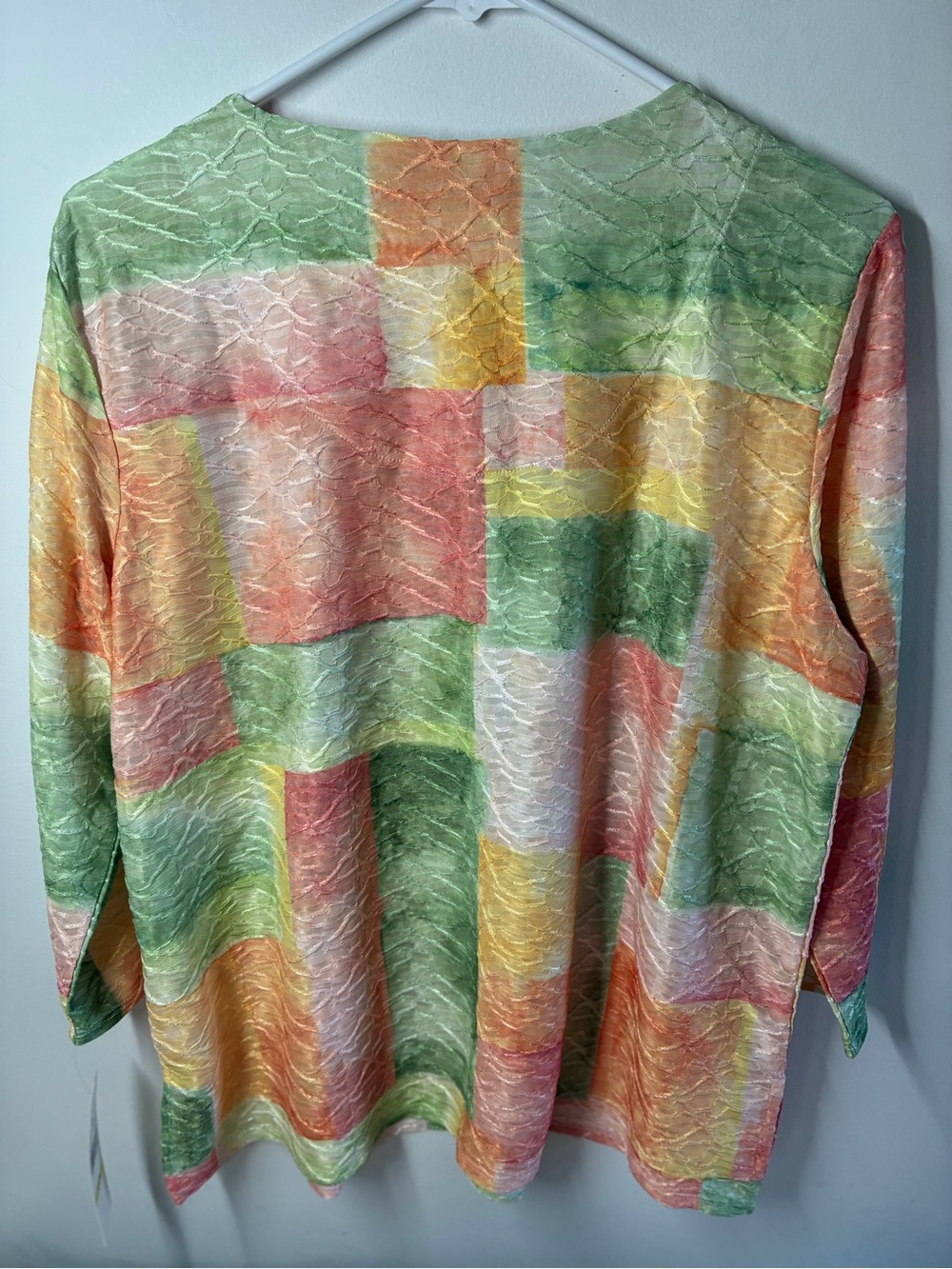 Alfred Dunner Pastel Patchwork V-Neck Blouse - Picture 6 of 6